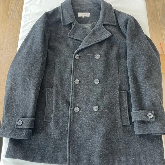 Calvin Klein Charcoal Pea Coat - Picture 3 of 11